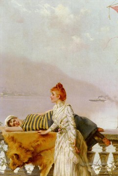 マテオ・オン・ザ・バルコニーの女性 ヴィットリオ・マッテオ・コルコス Oil Paintings